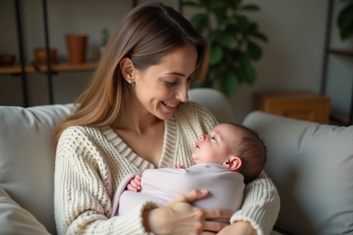 Maman et bébé dans un cadre chaleureux et serein